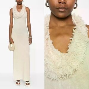 Aya Muse Wren Halterneck Shaggy Knit Cashmere Cotton Maxi Dress size Medium NEW
